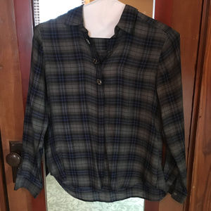 Plaid, embellished Loft Blouse